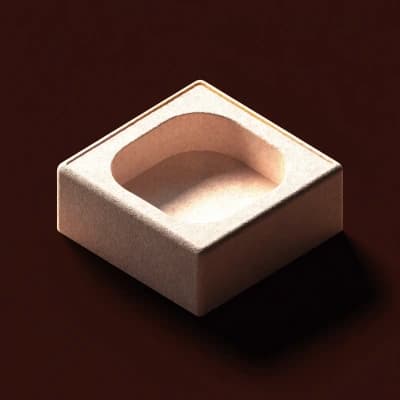 An empty milled recess with a soft warm light resting in it